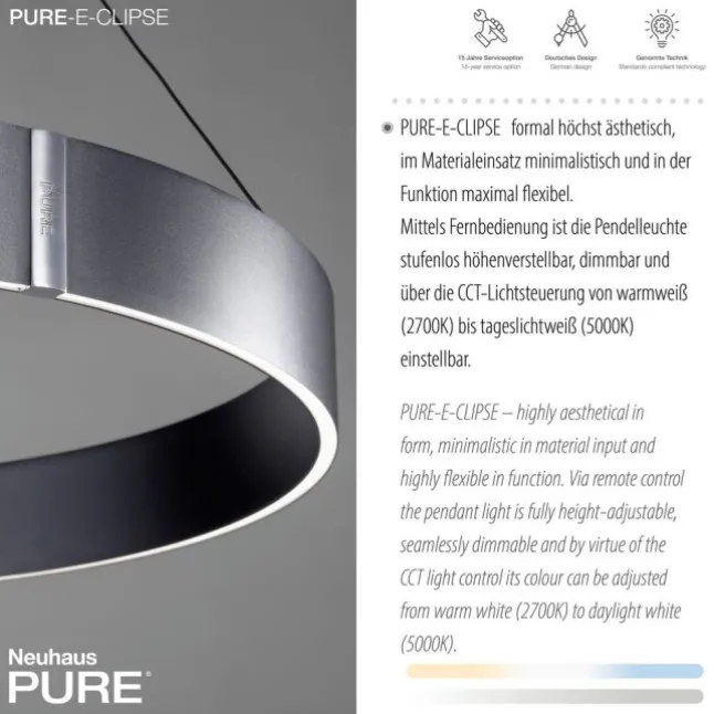 Paul Neuhaus LED Pendelleuchte PURE E-Clipse mystic grey (grau) elektrisch
