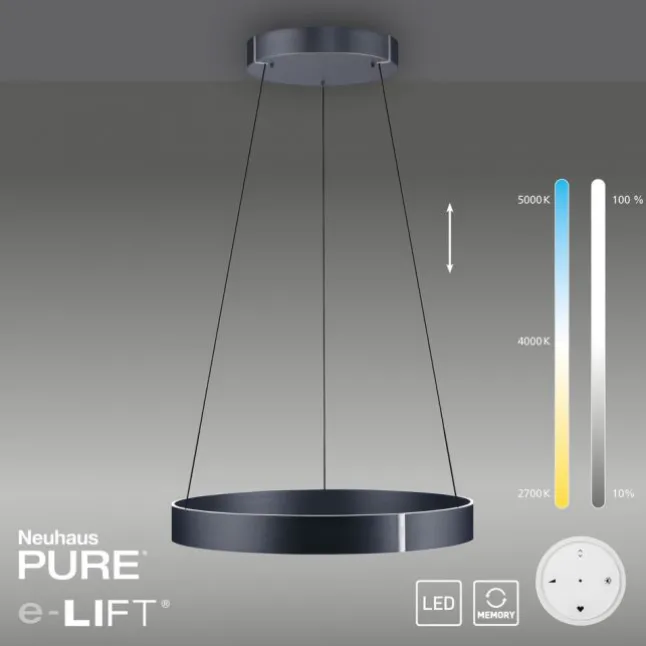 Paul Neuhaus LED Pendelleuchte PURE E-Clipse mystic grey (grau) elektrisch