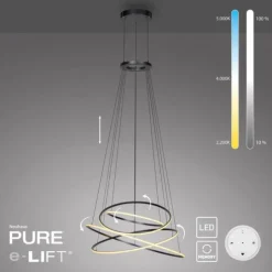 Paul Neuhaus LED Pendelleuchte PURE E-Flying Rings mystic grey (grau) elektrisch