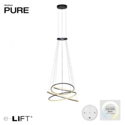 Paul Neuhaus LED Pendelleuchte PURE E-Flying Rings mystic grey (grau) elektrisch