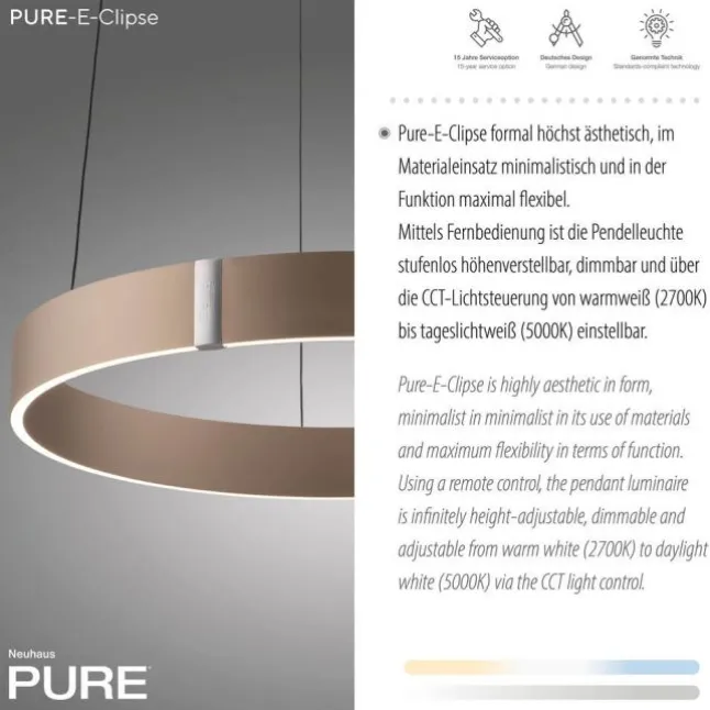 Paul Neuhaus LED Pendelleuchte PURE E-Clipse bronce elektrisch