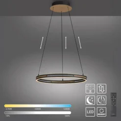 Paul Neuhaus LED Pendelleuchte, Ringleuchte SVEJA, Holz-natur