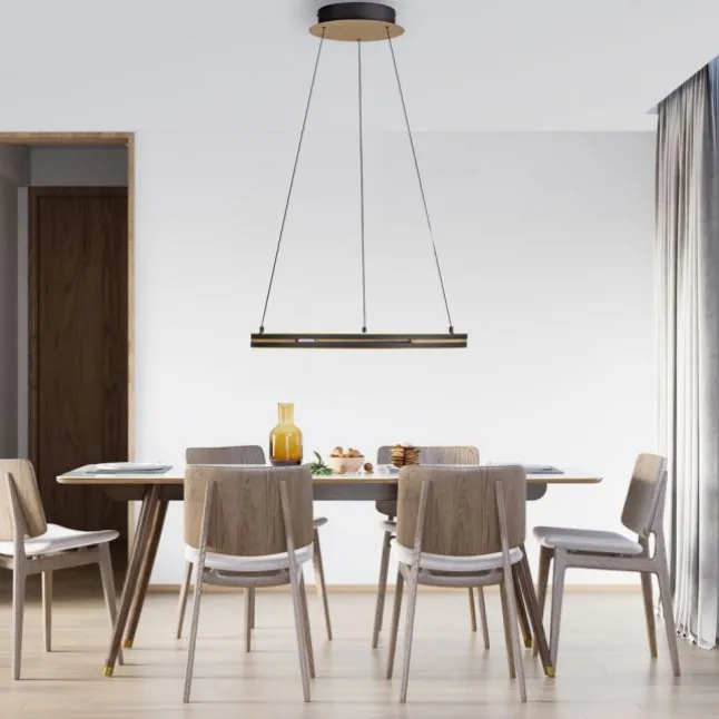 Paul Neuhaus LED Pendelleuchte, Ringleuchte SVEJA, Holz-natur