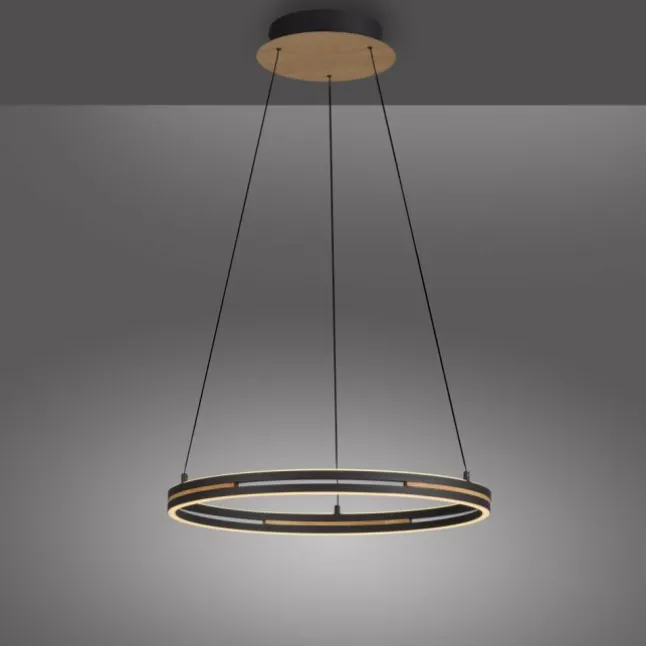 Paul Neuhaus LED Pendelleuchte, Ringleuchte SVEJA, Holz-natur