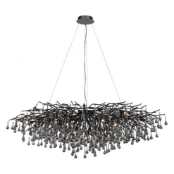 Paul Neuhaus LED Pendelleuchte ICICLE schwarz Kronleuchter Glasanhänger Kristall