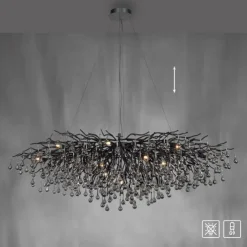 Paul Neuhaus LED Pendelleuchte ICICLE schwarz Kronleuchter Glasanhänger Kristall