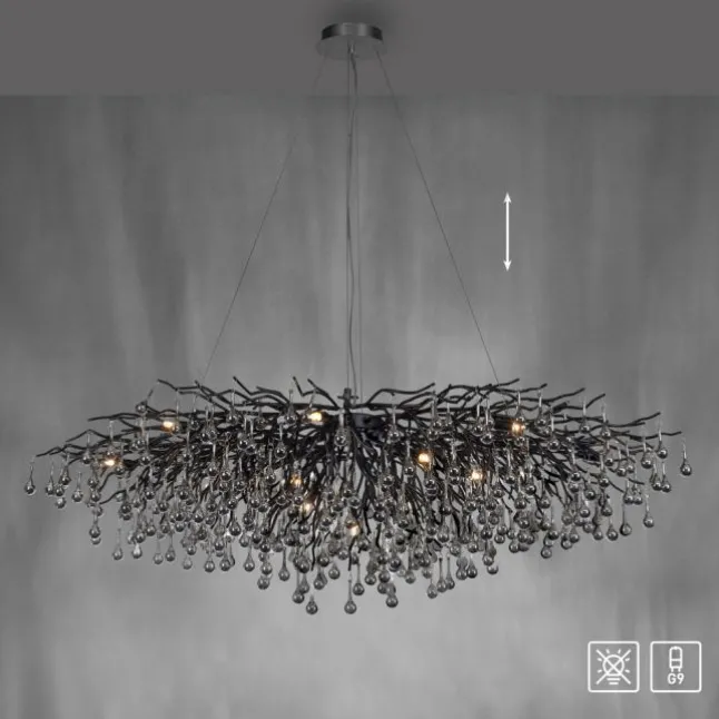 Paul Neuhaus LED Pendelleuchte ICICLE schwarz Kronleuchter Glasanhänger Kristall