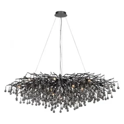 Paul Neuhaus LED Pendelleuchte ICICLE schwarz Kronleuchter Glasanhänger Kristall