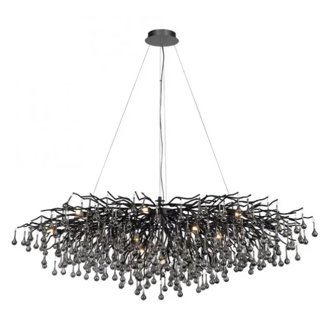 Paul Neuhaus LED Pendelleuchte ICICLE schwarz Kronleuchter Glasanhänger Kristall