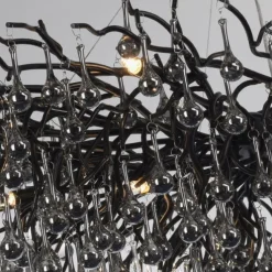 Paul Neuhaus LED Pendelleuchte ICICLE schwarz Kronleuchter Glasanhänger Kristall