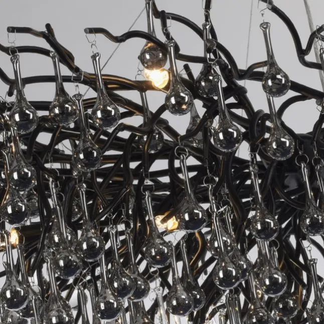 Paul Neuhaus LED Pendelleuchte ICICLE schwarz Kronleuchter Glasanhänger Kristall