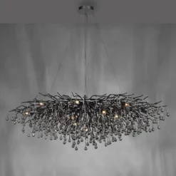 Paul Neuhaus LED Pendelleuchte ICICLE schwarz Kronleuchter Glasanhänger Kristall