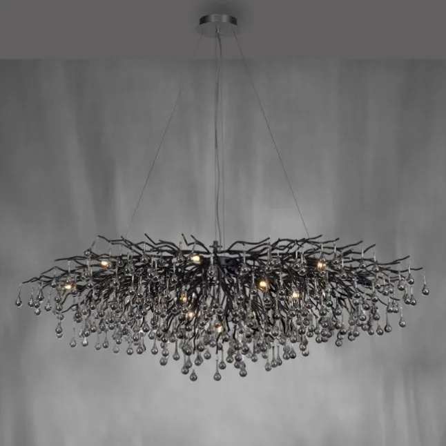 Paul Neuhaus LED Pendelleuchte ICICLE schwarz Kronleuchter Glasanhänger Kristall
