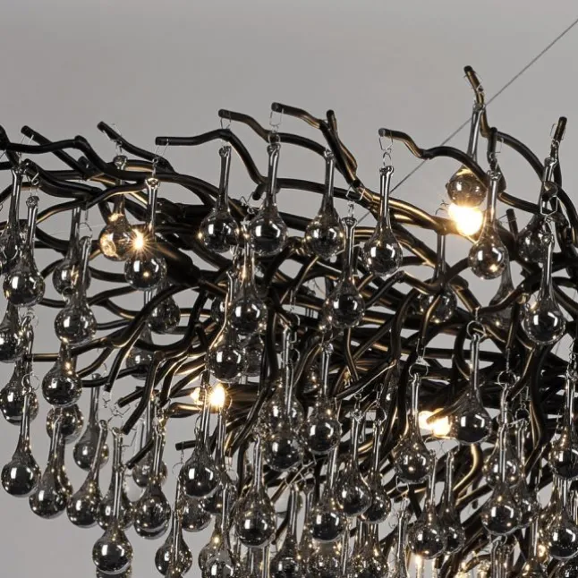 Paul Neuhaus LED Pendelleuchte ICICLE schwarz Kronleuchter Glasanhänger Kristall