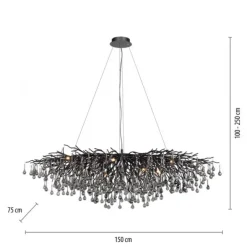 Paul Neuhaus LED Pendelleuchte ICICLE schwarz Kronleuchter Glasanhänger Kristall