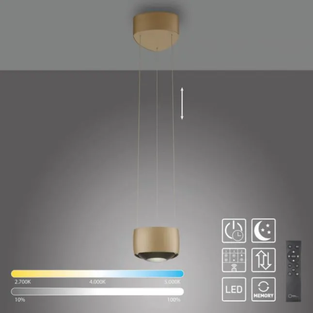 Paul Neuhaus LED Pendelleuchte Q-STRETTO, bronce, dimmbar, Fernbedienung