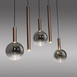 Paul Neuhaus LED Pendelleuchte BOWL, braun,5fl. linear
