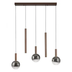 Paul Neuhaus LED Pendelleuchte BOWL, braun,5fl. linear