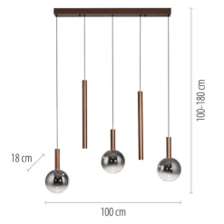 Paul Neuhaus LED Pendelleuchte BOWL, braun,5fl. linear