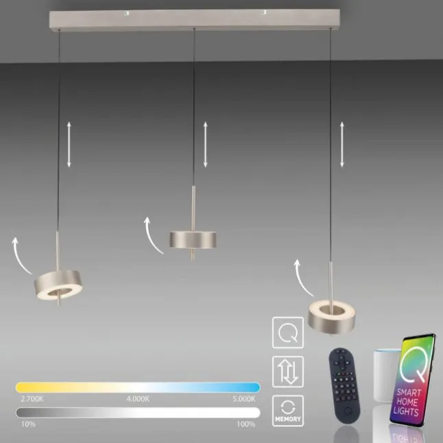 Paul Neuhaus LED Pendelleuchte Q-ROTATE 3flammig höhenverstellbar Smarthome