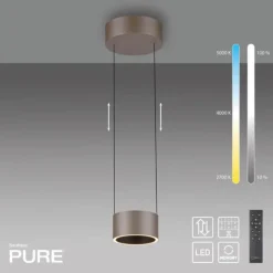 Paul Neuhaus LED Pendelleuchte PURE Clipse, bronce, Fernbedienung, dimmbar
