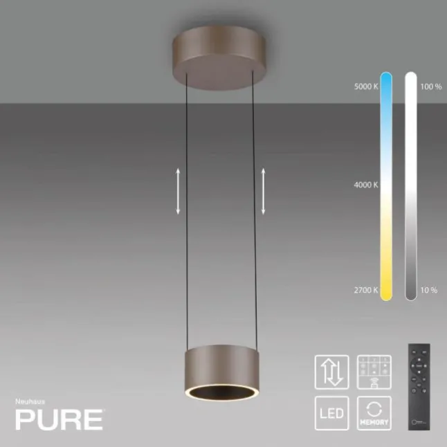 Paul Neuhaus LED Pendelleuchte PURE Clipse, bronce, Fernbedienung, dimmbar