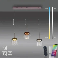 Paul Neuhaus LED Pendelleuchte Q-KON 3-flammig mehrfarbig Smart Home