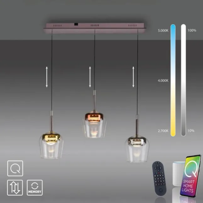 Paul Neuhaus LED Pendelleuchte Q-KON 3-flammig mehrfarbig Smart Home