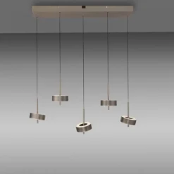 Paul Neuhaus LED Pendelleuchte Q-ROTATE 5 flammig braun höhenverstellbar