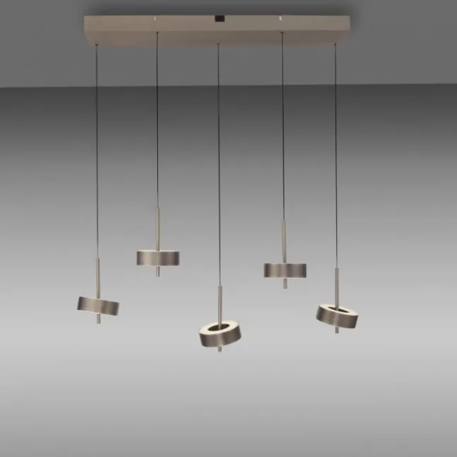 Paul Neuhaus LED Pendelleuchte Q-ROTATE 5 flammig braun höhenverstellbar