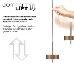 Paul Neuhaus LED Pendelleuchte Q-ROTATE 5 flammig braun höhenverstellbar