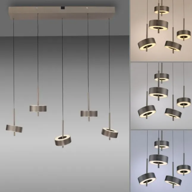 Paul Neuhaus LED Pendelleuchte Q-ROTATE 5 flammig braun höhenverstellbar