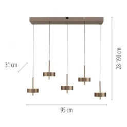 Paul Neuhaus LED Pendelleuchte Q-ROTATE 5 flammig braun höhenverstellbar