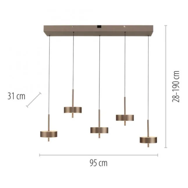 Paul Neuhaus LED Pendelleuchte Q-ROTATE 5 flammig braun höhenverstellbar