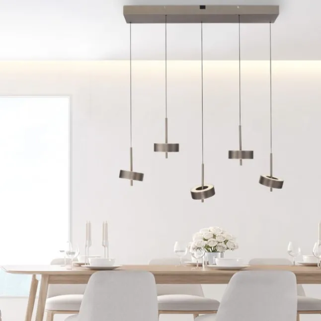 Paul Neuhaus LED Pendelleuchte Q-ROTATE 5 flammig braun höhenverstellbar