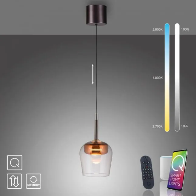 Paul Neuhaus LED Pendelleuchte Q-KON 1-flammig kupfer Smart Home App