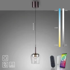 Paul Neuhaus LED Pendelleuchte Q-KON 1-flammig silber Smart Home App