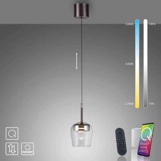Paul Neuhaus LED Pendelleuchte Q-KON 1-flammig silber Smart Home App