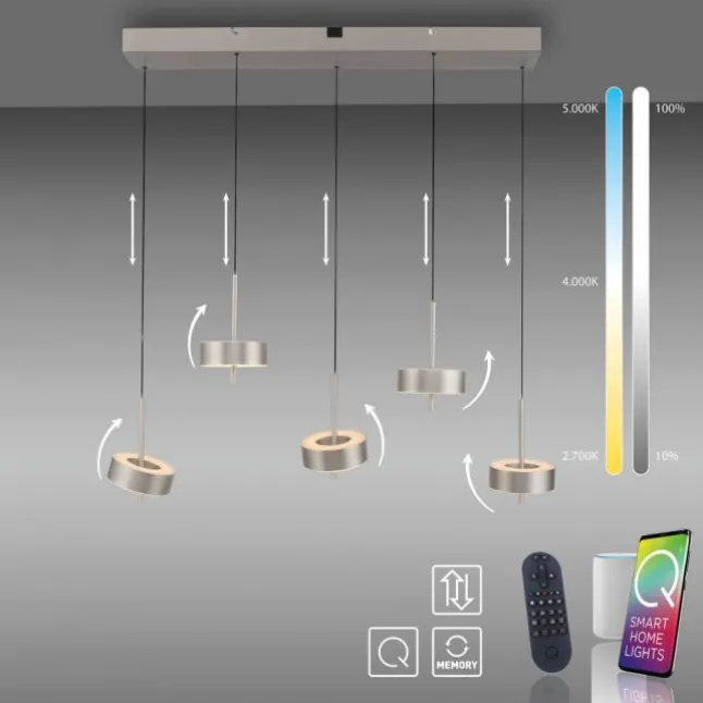 Paul Neuhaus LED Pendelleuchte Q-ROTATE 5flammig höhenverstellbar Smarthome