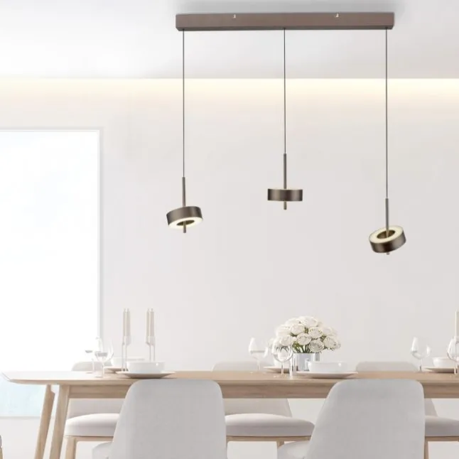 Paul Neuhaus LED Pendelleuchte Q-ROTATE 3 flammig braun höhenverstellbar
