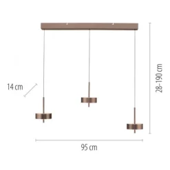Paul Neuhaus LED Pendelleuchte Q-ROTATE 3 flammig braun höhenverstellbar