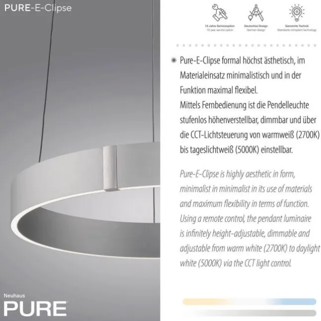 Paul Neuhaus LED Pendelleuchte PURE E-Clipse stone (alu) elektrisch