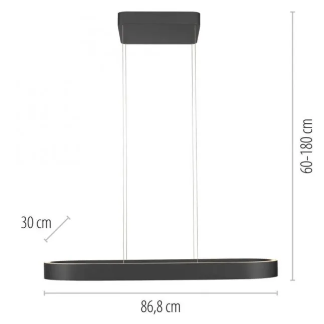Paul Neuhaus LED Pendelleuchte Q-STRETTO, schwarz, mit Fernbedienung