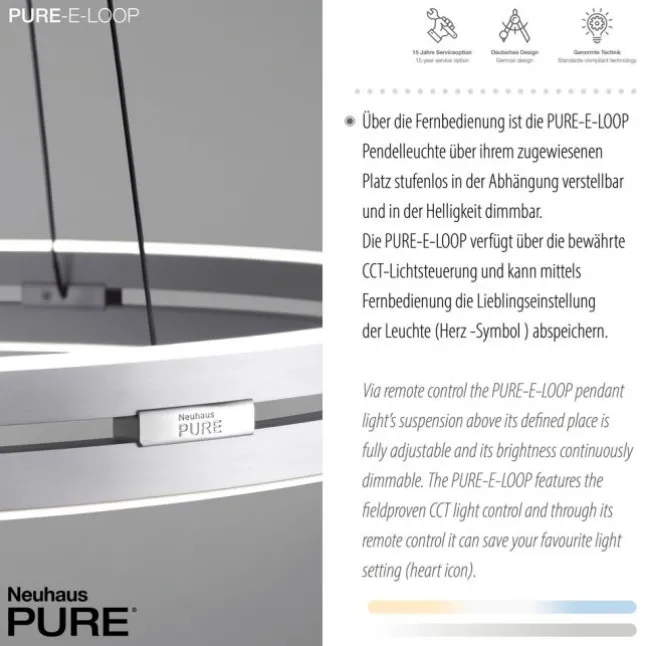 Paul Neuhaus LED Pendelleuchte PURE E-Loop stone (alu) elektrisch