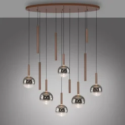 Paul Neuhaus LED Pendelleuchte BOWL, braun, dimmbar über Lichtschalter