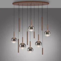 Paul Neuhaus LED Pendelleuchte BOWL, braun, dimmbar über Lichtschalter