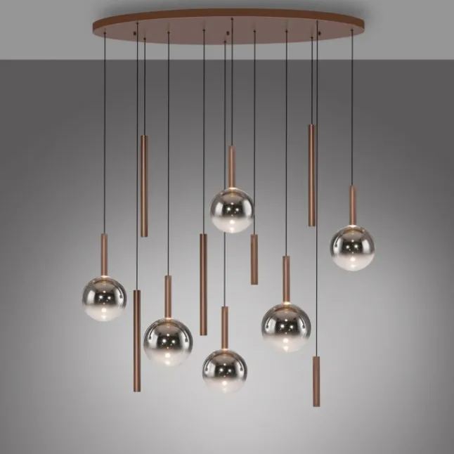 Paul Neuhaus LED Pendelleuchte BOWL, braun, dimmbar über Lichtschalter
