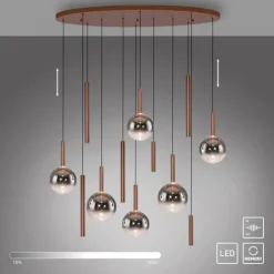 Paul Neuhaus LED Pendelleuchte BOWL, braun, dimmbar über Lichtschalter