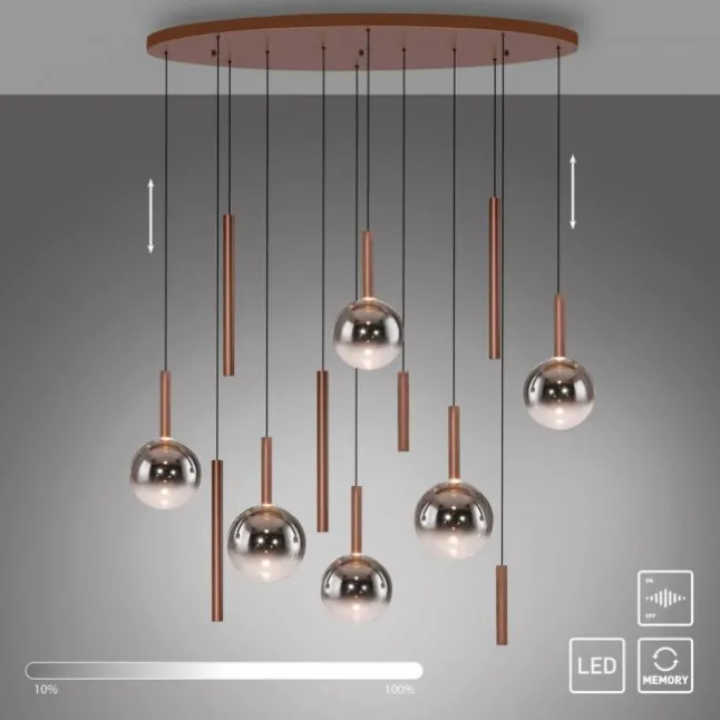 Paul Neuhaus LED Pendelleuchte BOWL, braun, dimmbar über Lichtschalter