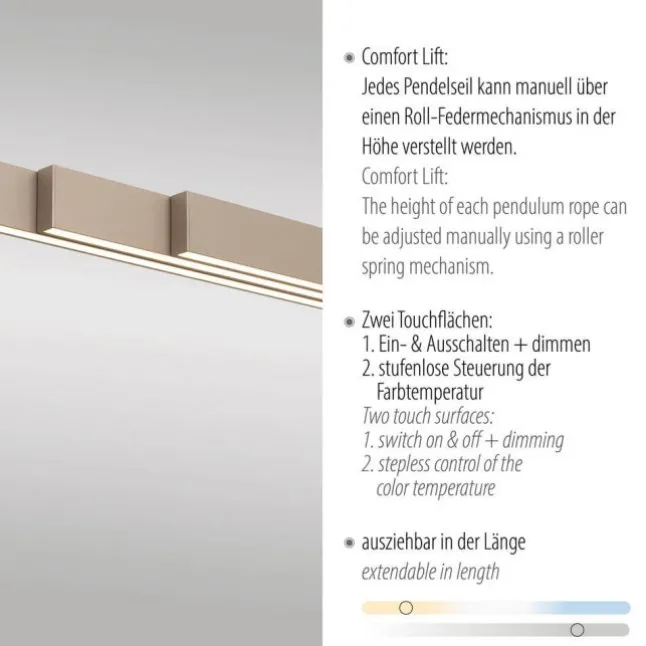 Paul Neuhaus LED Pendelleuchte ADRIANA, Comfort Lift, bronce